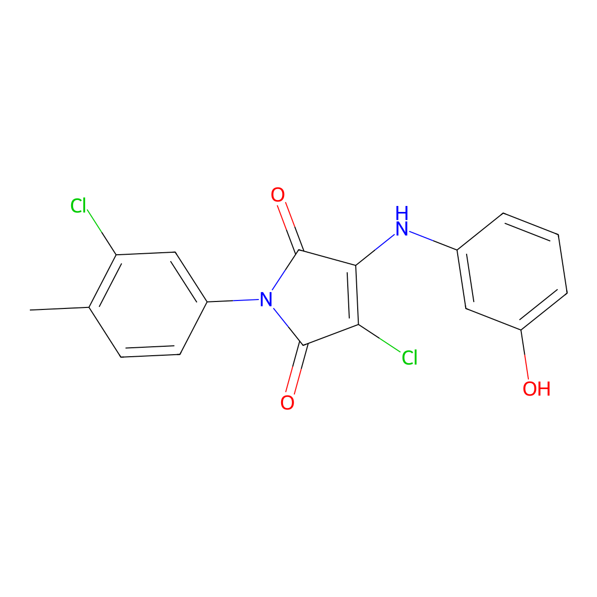 3-Chloro-1-(3-chloro-4-methylphenyl)-4-(3-hydroxyanilino)pyrrole-2,5-dione molecular structure, CAS 369396-47-4