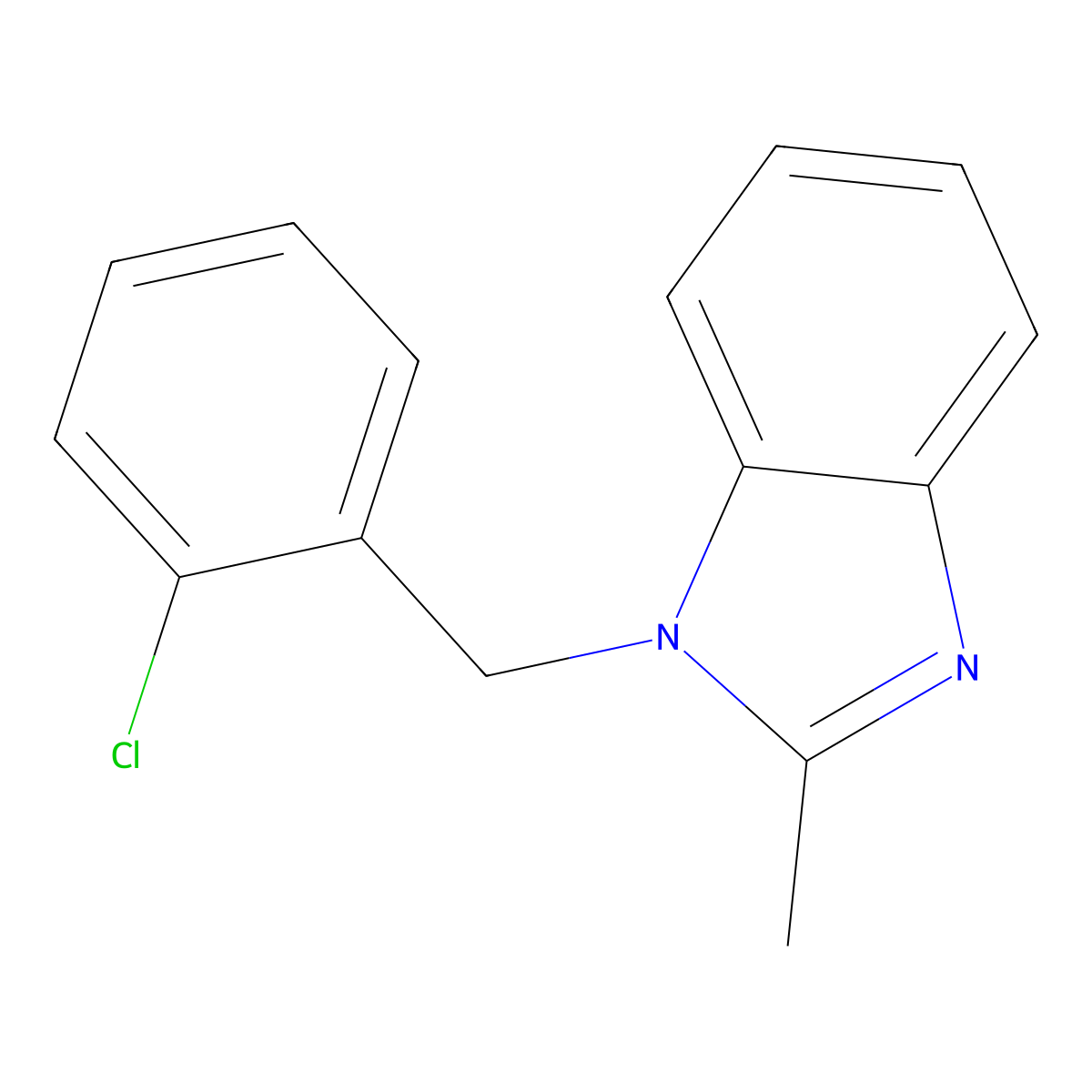 1-(2-chlorobenzyl)-2-methyl-1H-benzimidazole molecular structure, CAS 369396-53-2