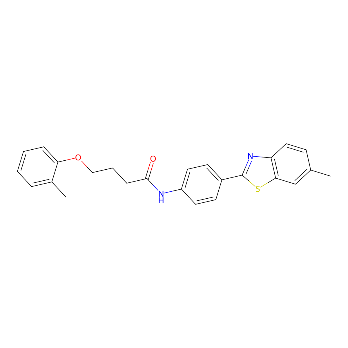 N-[4-(6-methyl-1,3-benzothiazol-2-yl)phenyl]-4-(2-methylphenoxy)butanamide molecular structure, CAS 369396-79-2