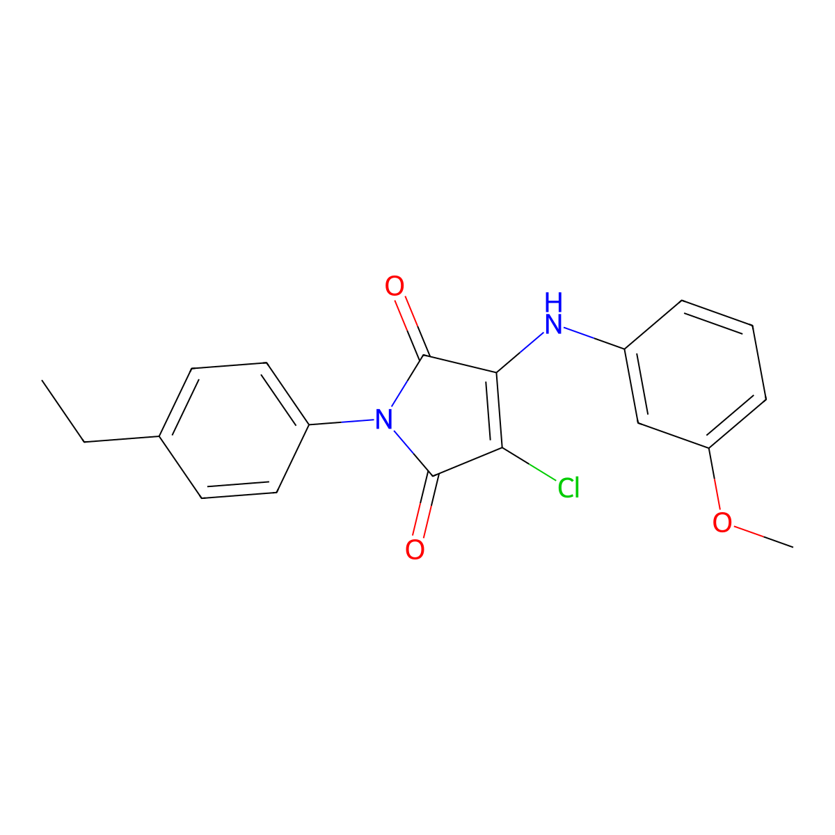 3-Chloro-1-(4-ethylphenyl)-4-(3-methoxyanilino)pyrrole-2,5-dione molecular structure, CAS 369396-81-6