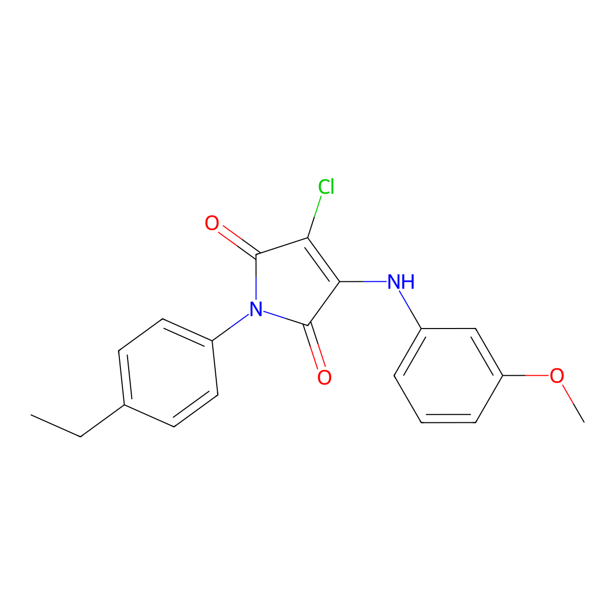 3-Chloro-1-(4-ethylphenyl)-4-(3-methoxyanilino)pyrrole-2,5-dione molecular structure, CAS 369396-81-6