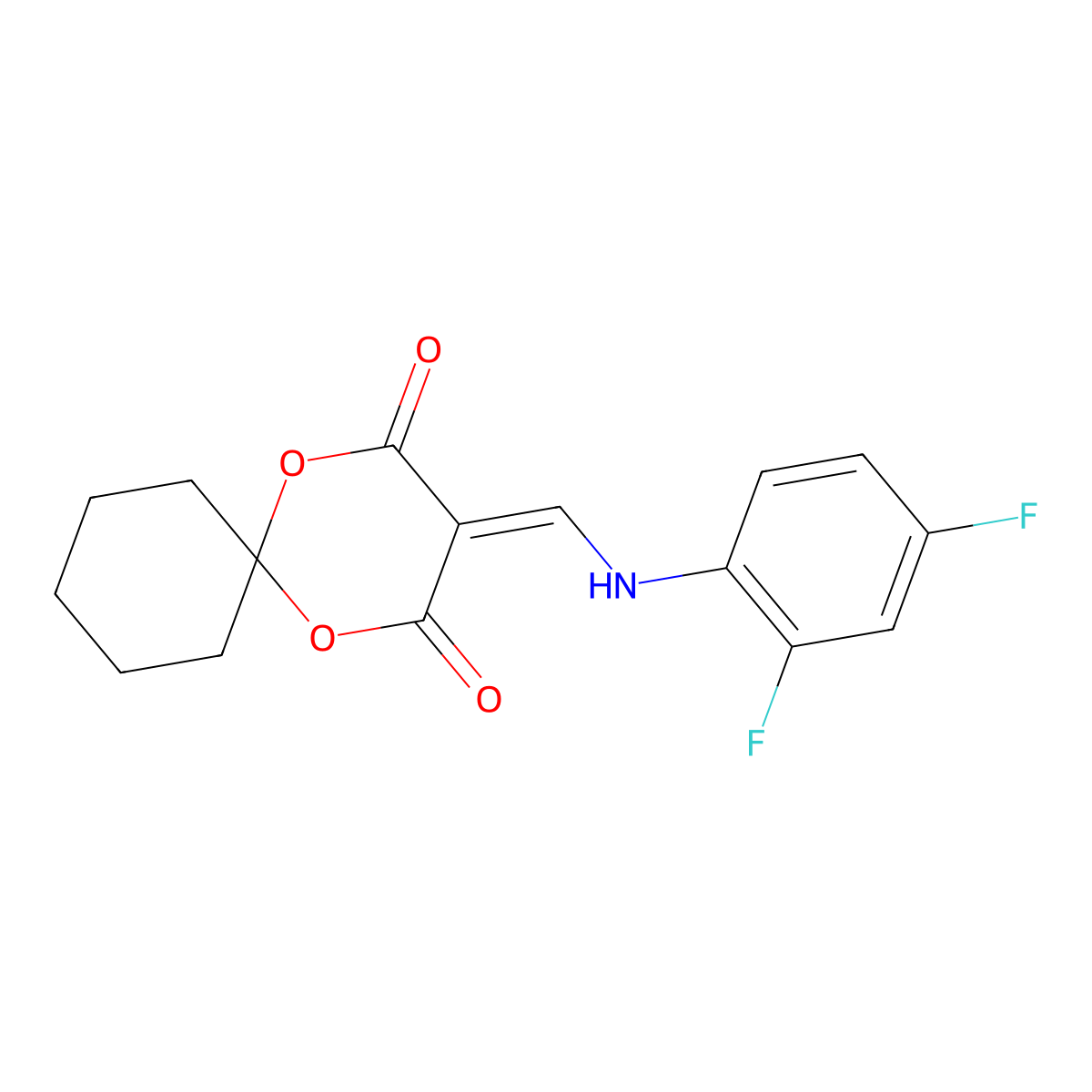 3-(((2,4-Difluorophenyl)amino)methylene)-1,5-dioxaspiro[5.5]undecane-2,4-dione molecular structure, CAS 369396-96-3