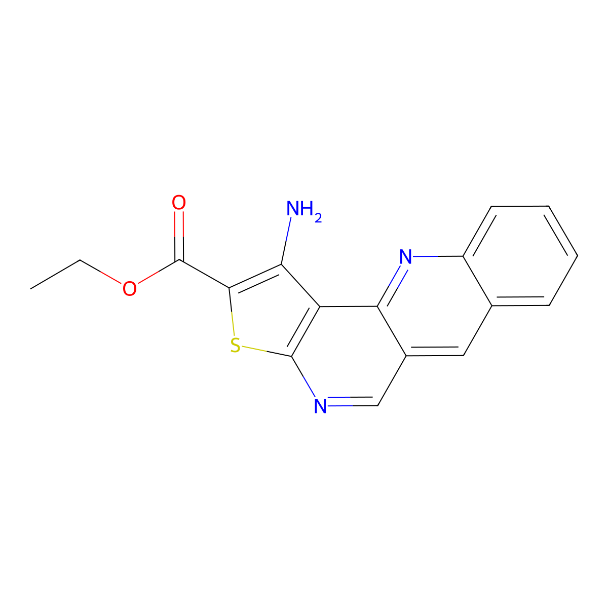 Ethyl 1-aminobenzo[b]thieno[2,3-h][1,6]naphthyridine-2-carboxylate molecular structure, CAS 369396-98-5