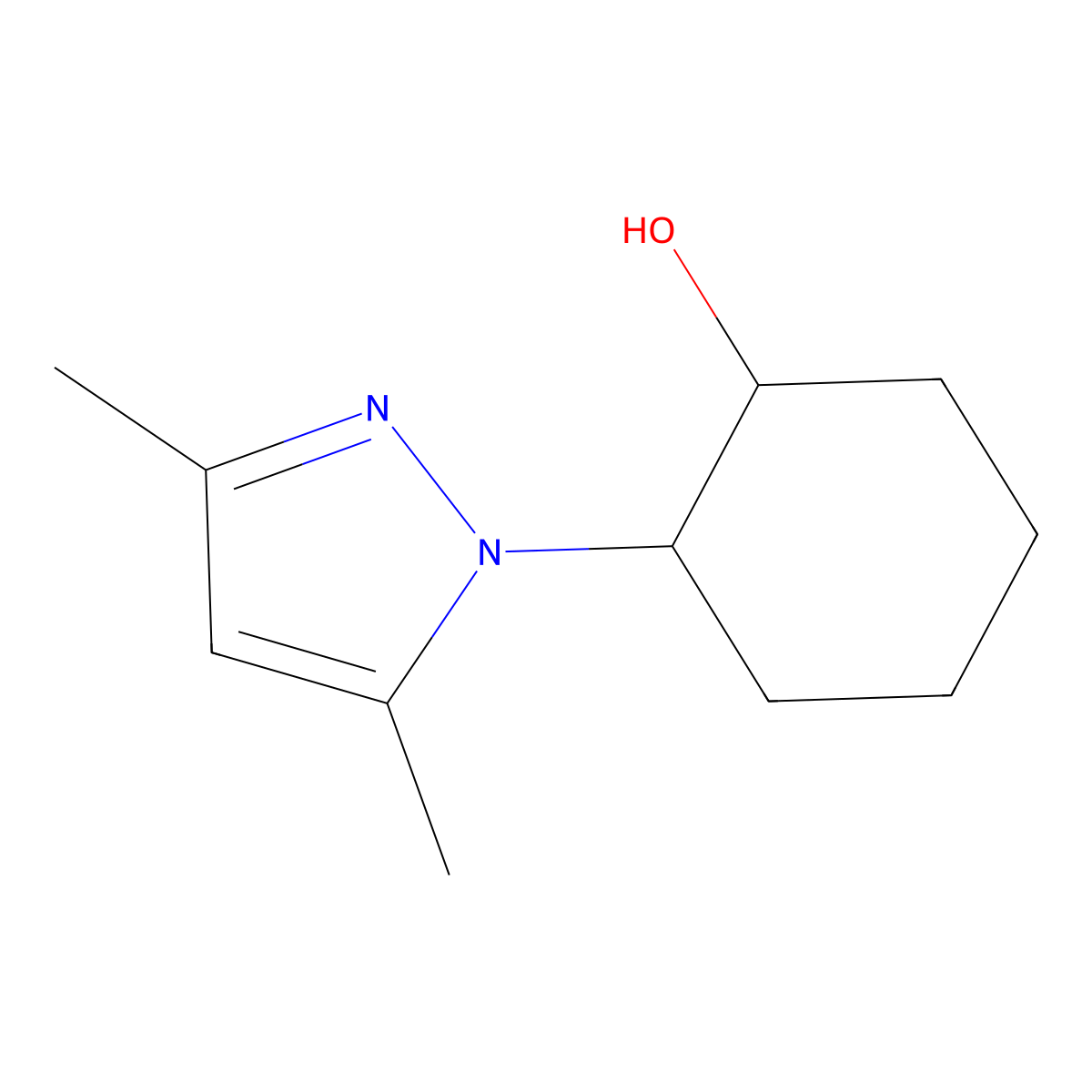 2-(3,5-dimethyl-1H-pyrazol-1-yl)cyclohexan-1-ol molecular structure, CAS 369397-22-8