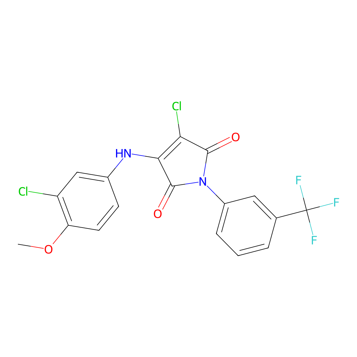 3-Chloro-4-(3-chloro-4-methoxyanilino)-1-[3-(trifluoromethyl)phenyl]pyrrole-2,5-dione molecular structure, CAS 369397-74-0