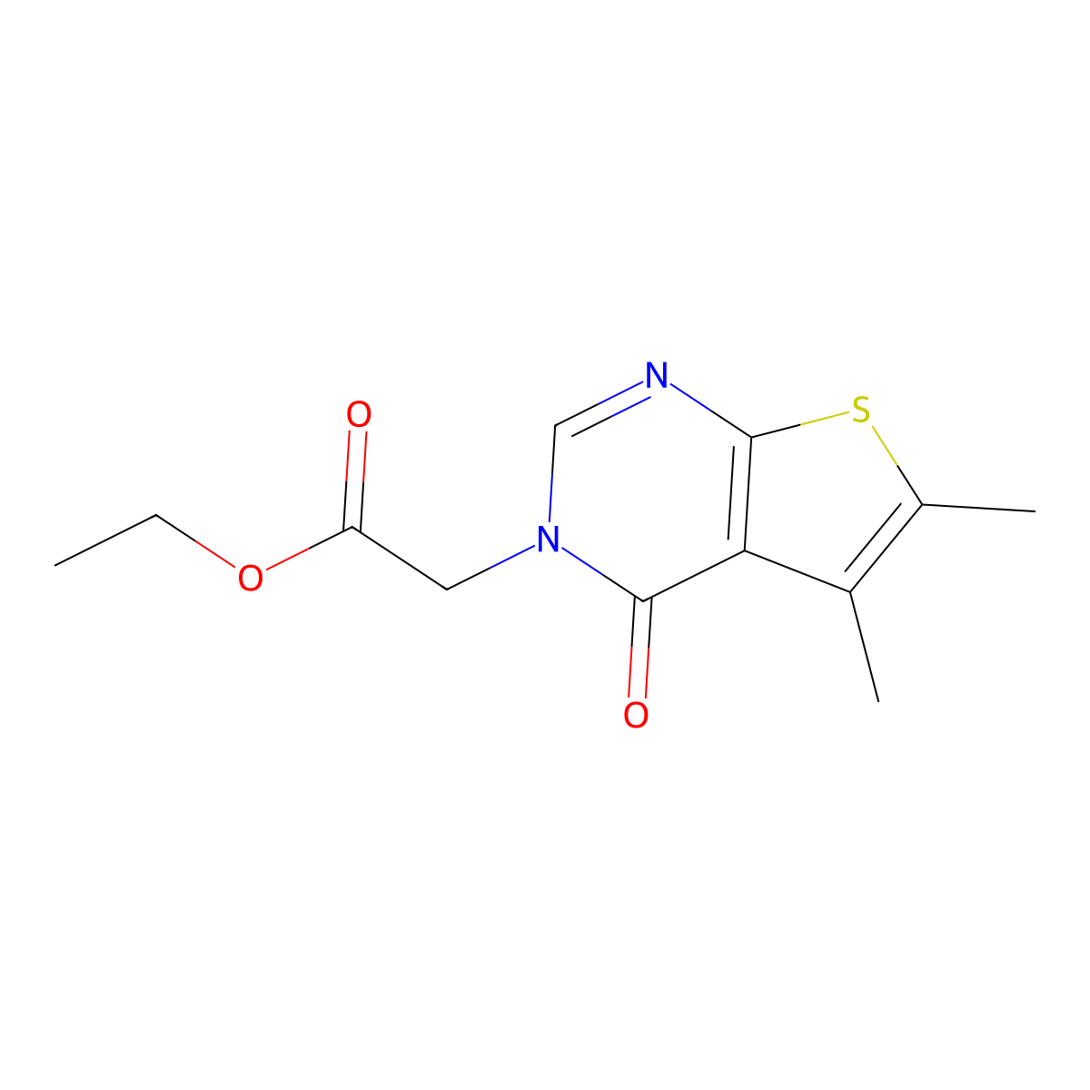 ethyl (5,6-dimethyl-4-oxothieno[2,3-d]pyrimidin-3(4H)-yl)acetate molecular structure, CAS 369397-75-1