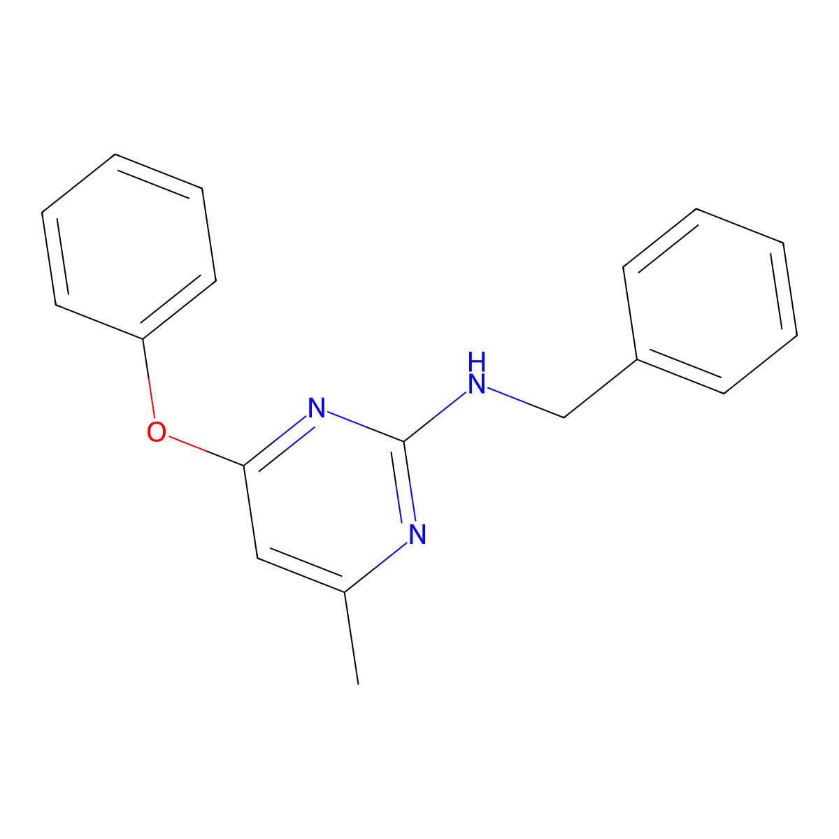 N-benzyl-4-methyl-6-phenoxypyrimidin-2-amine molecular structure, CAS 369397-97-7