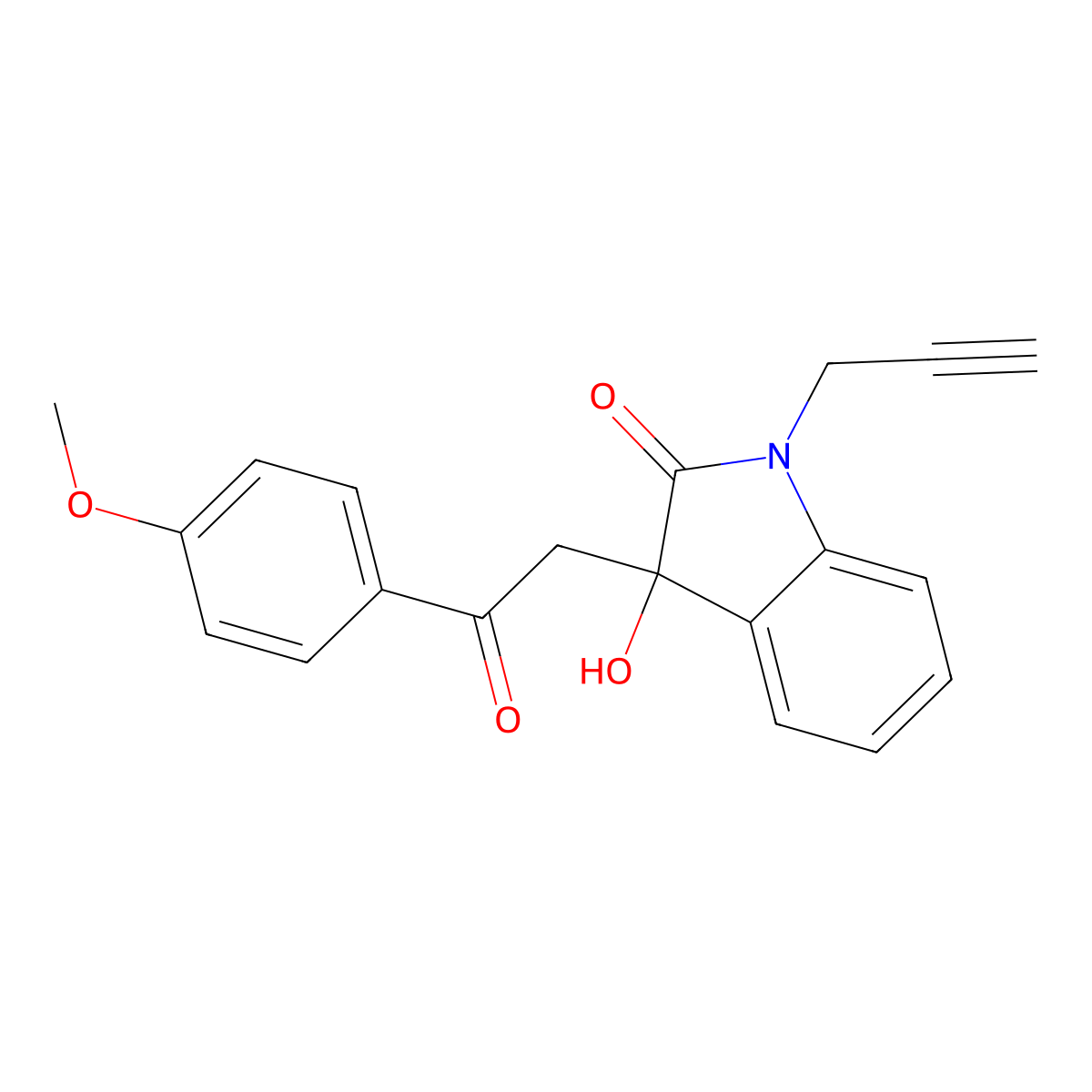 3-Hydroxy-3-[2-(4-methoxyphenyl)-2-oxoethyl]-1-prop-2-ynylindol-2-one molecular structure, CAS 369398-10-7