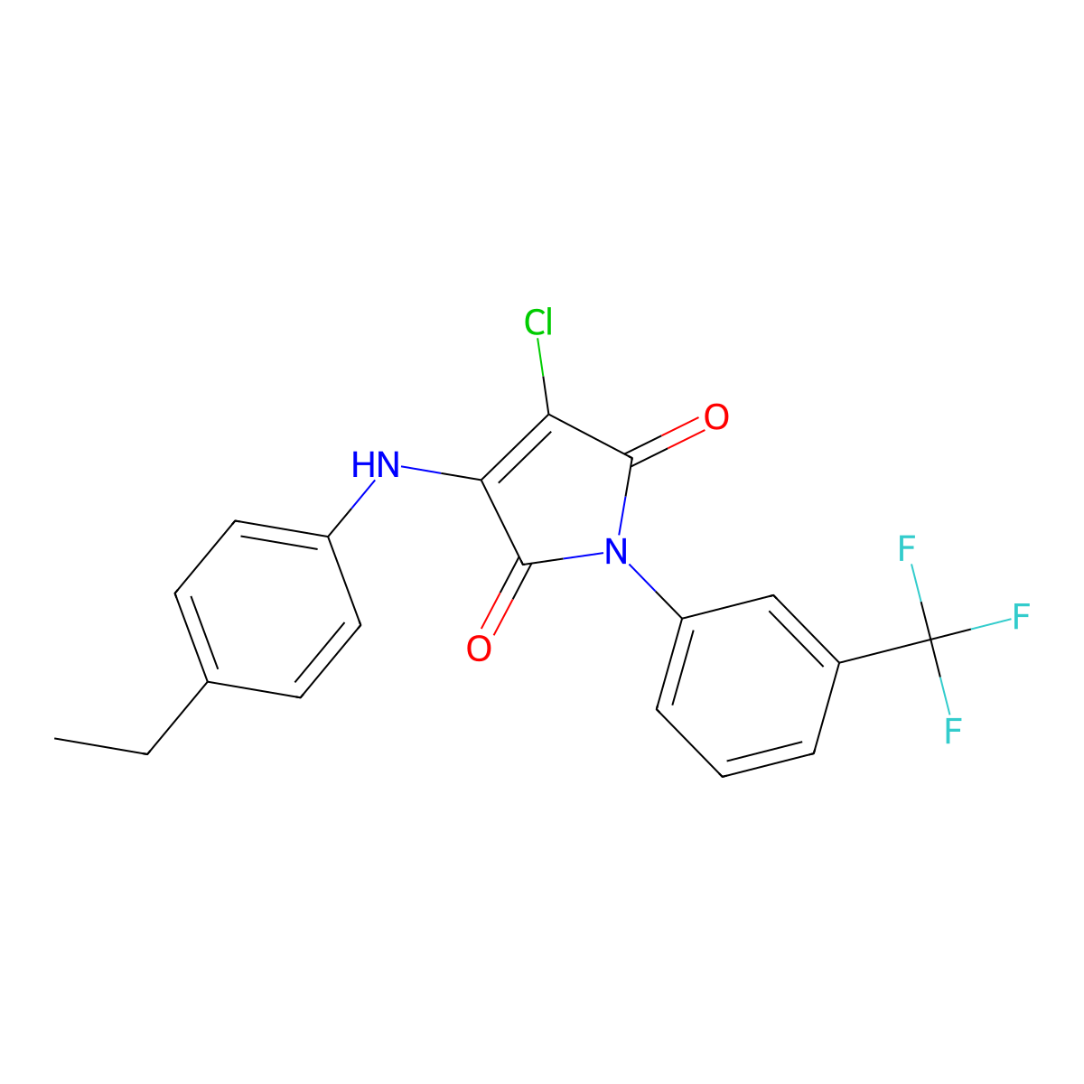 3-Chloro-4-(4-ethylanilino)-1-[3-(trifluoromethyl)phenyl]pyrrole-2,5-dione molecular structure, CAS 369398-12-9