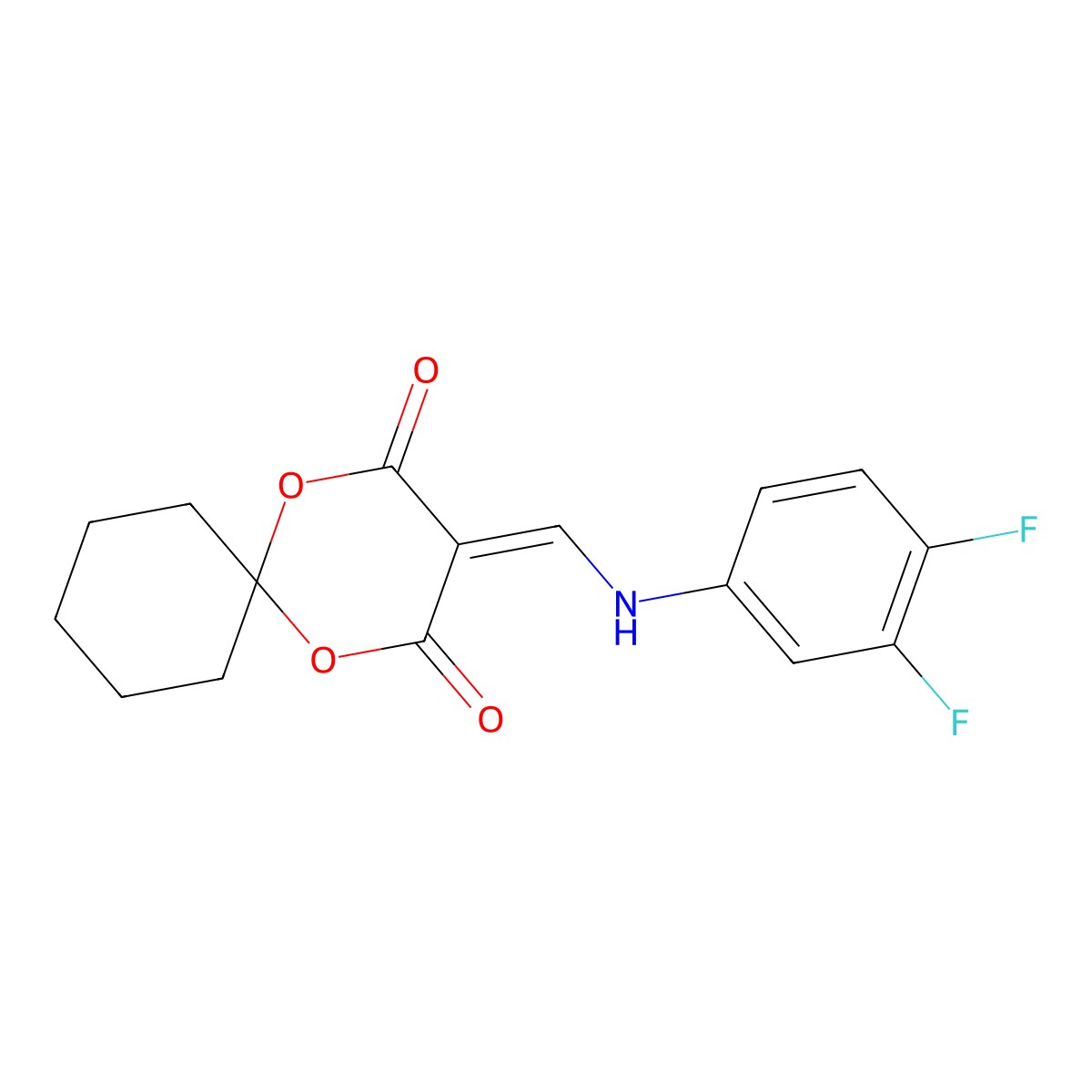 3-(((3,4-Difluorophenyl)amino)methylene)-1,5-dioxaspiro[5.5]undecane-2,4-dione molecular structure, CAS 369398-61-8