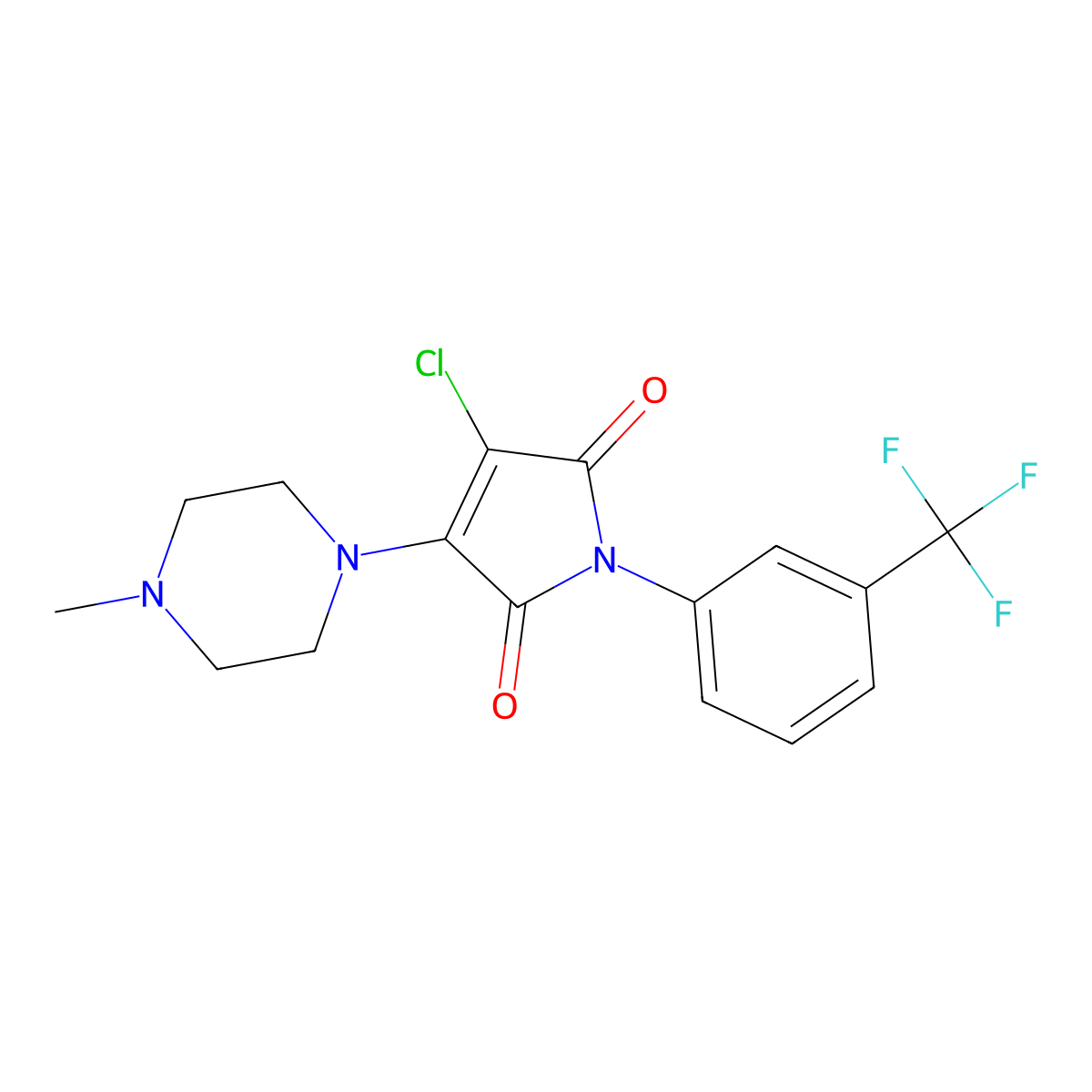 3-Chloro-4-(4-methylpiperazin-1-yl)-1-[3-(trifluoromethyl)phenyl]pyrrole-2,5-dione molecular structure, CAS 369398-74-3