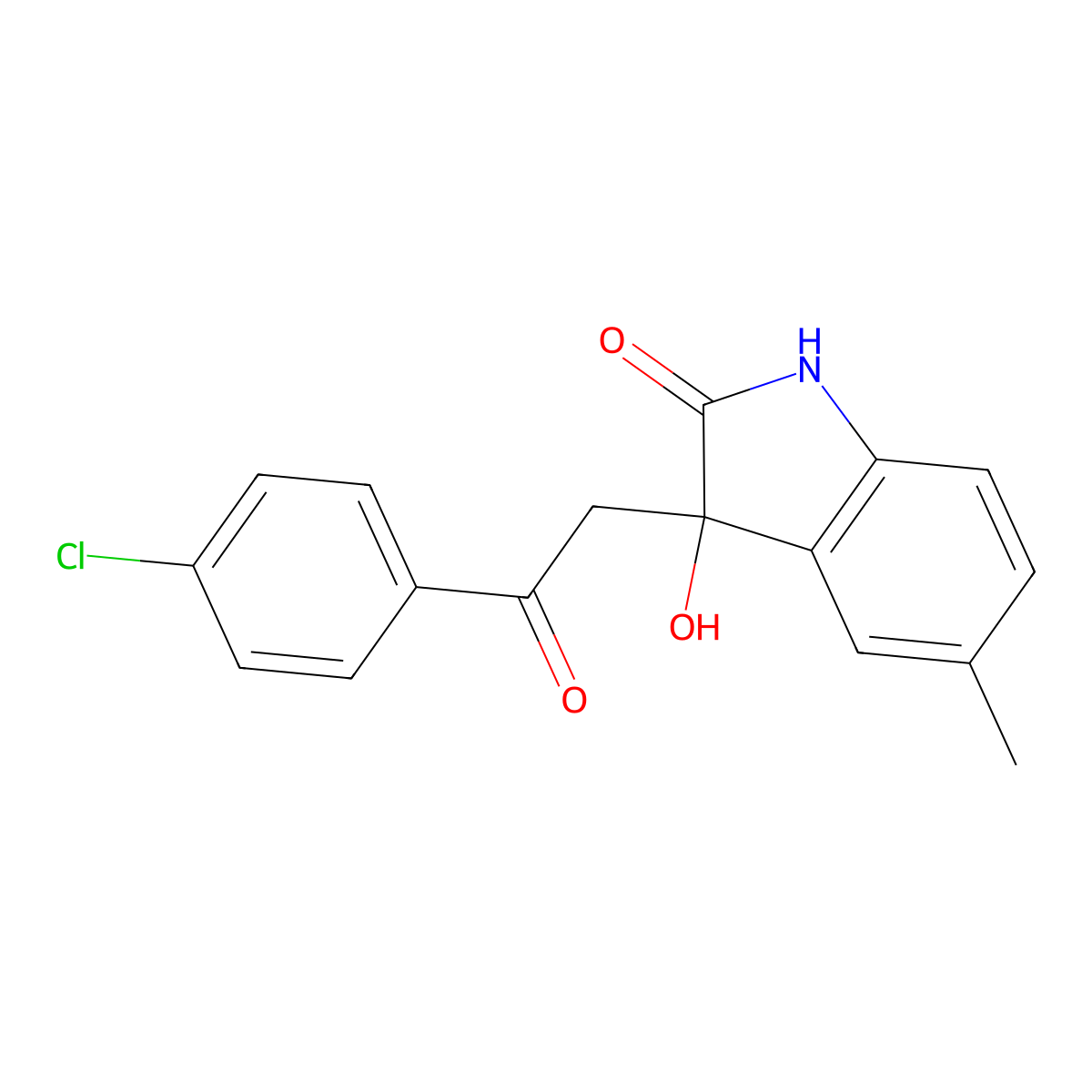 3-[2-(4-chlorophenyl)-2-oxoethyl]-3-hydroxy-5-methyl-1,3-dihydro-2H-indol-2-one molecular structure, CAS 369399-26-8