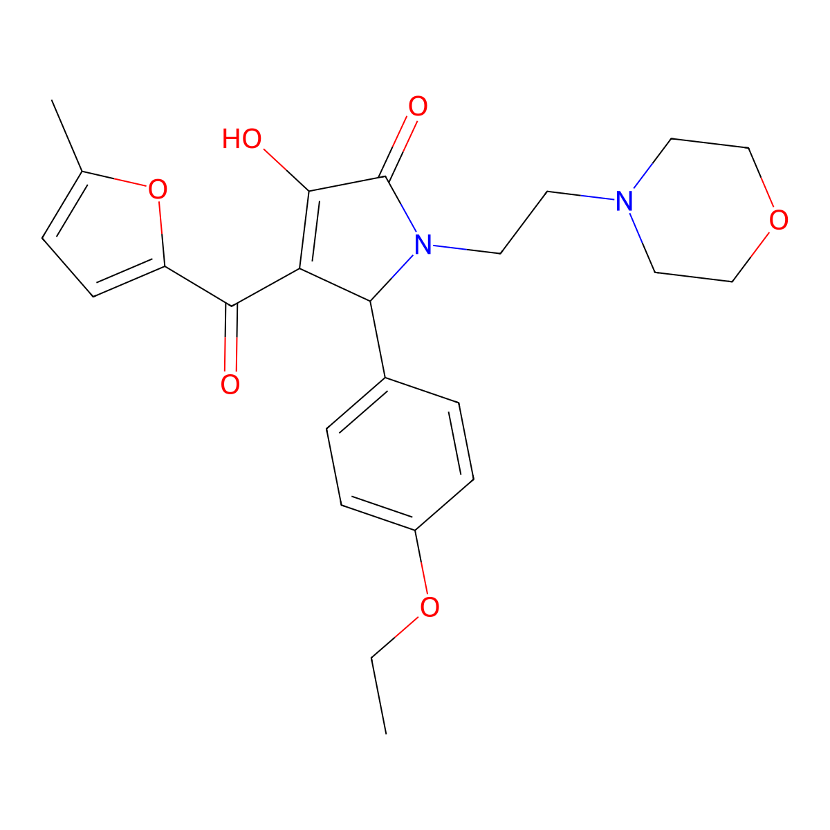 (4E)-5-(4-ethoxyphenyl)-4-[hydroxy(5-methylfuran-2-yl)methylidene]-1-[2-(morpholin-4-yl)ethyl]pyrrolidine-2,3-dione molecular structure, CAS 369399-43-9