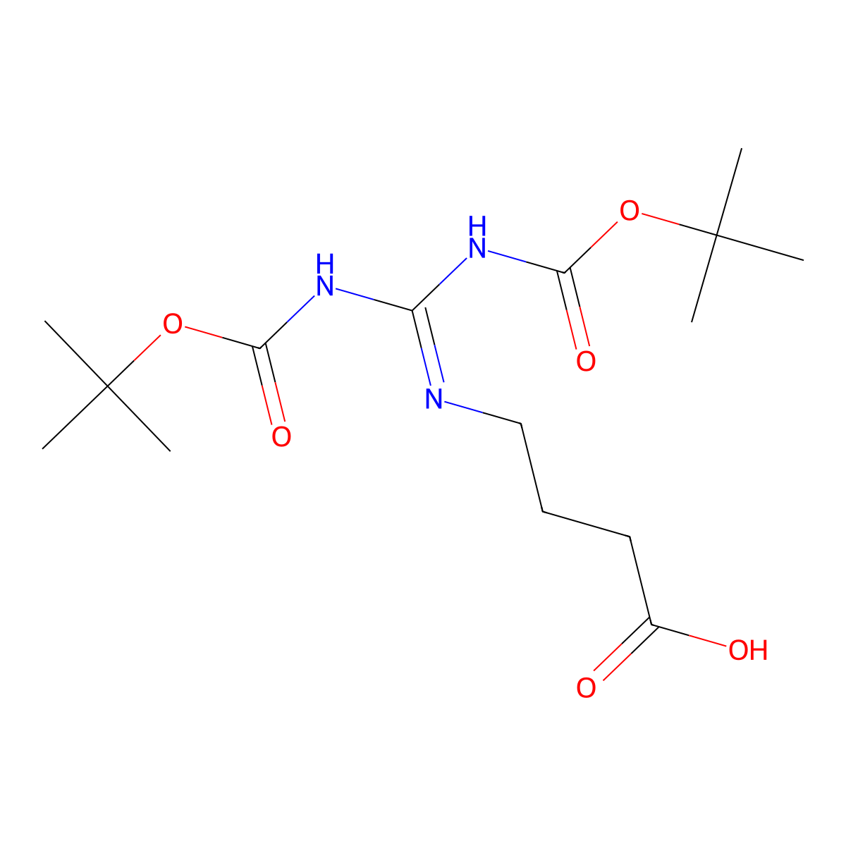 4-[({[(Tert-butoxy)carbonyl]amino}({[(tert-butoxy)carbonyl]imino})methyl)amino]butanoic acid molecular structure, CAS 369399-56-4