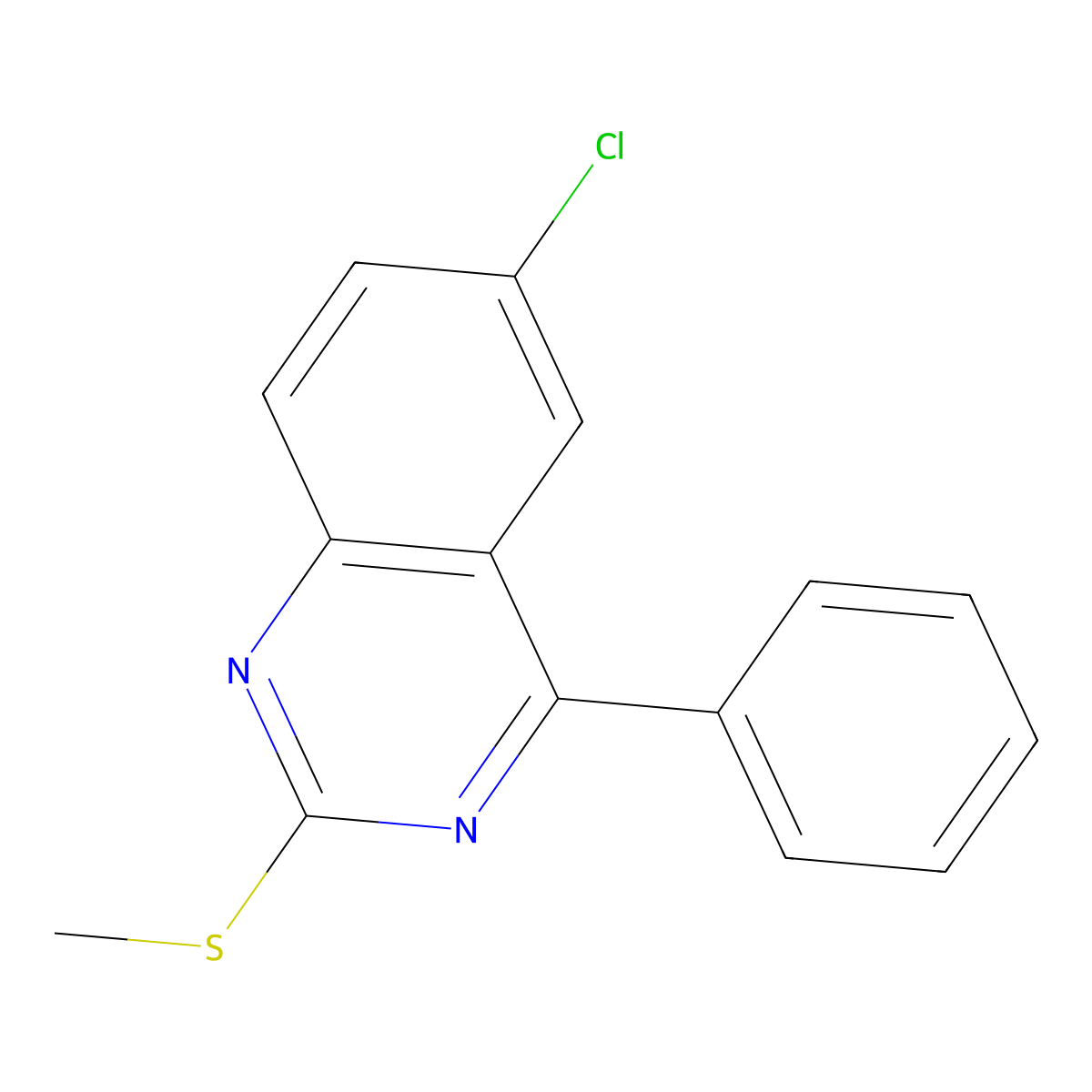 6-Chloro-2-(methylthio)-4-phenylquinazoline molecular structure, CAS 369399-99-5