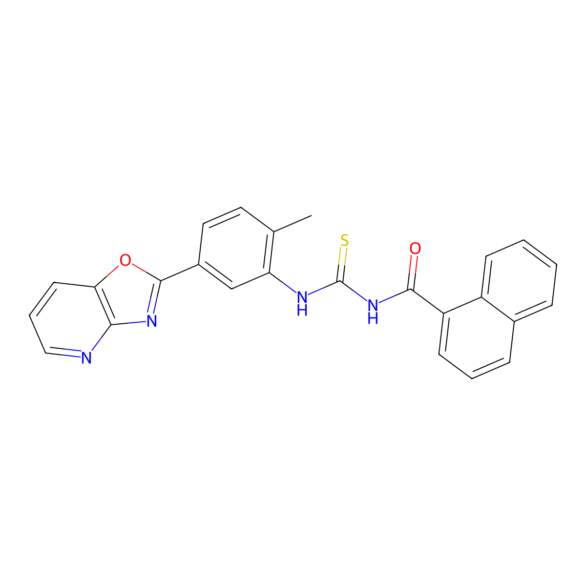 N-[[2-methyl-5-([1,3]oxazolo[4,5-b]pyridin-2-yl)phenyl]carbamothioyl]naphthalene-1-carboxamide molecular structure, CAS 369400-67-9