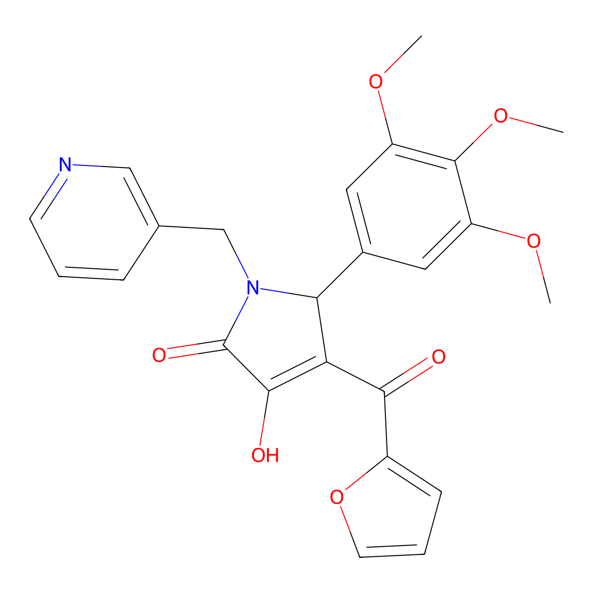 4-(2-Furylcarbonyl)-3-hydroxy-1-(3-pyridylmethyl)-5-(3,4,5-trimethoxyphenyl)-3-pyrrolin-2-one molecular structure, CAS 369400-85-1