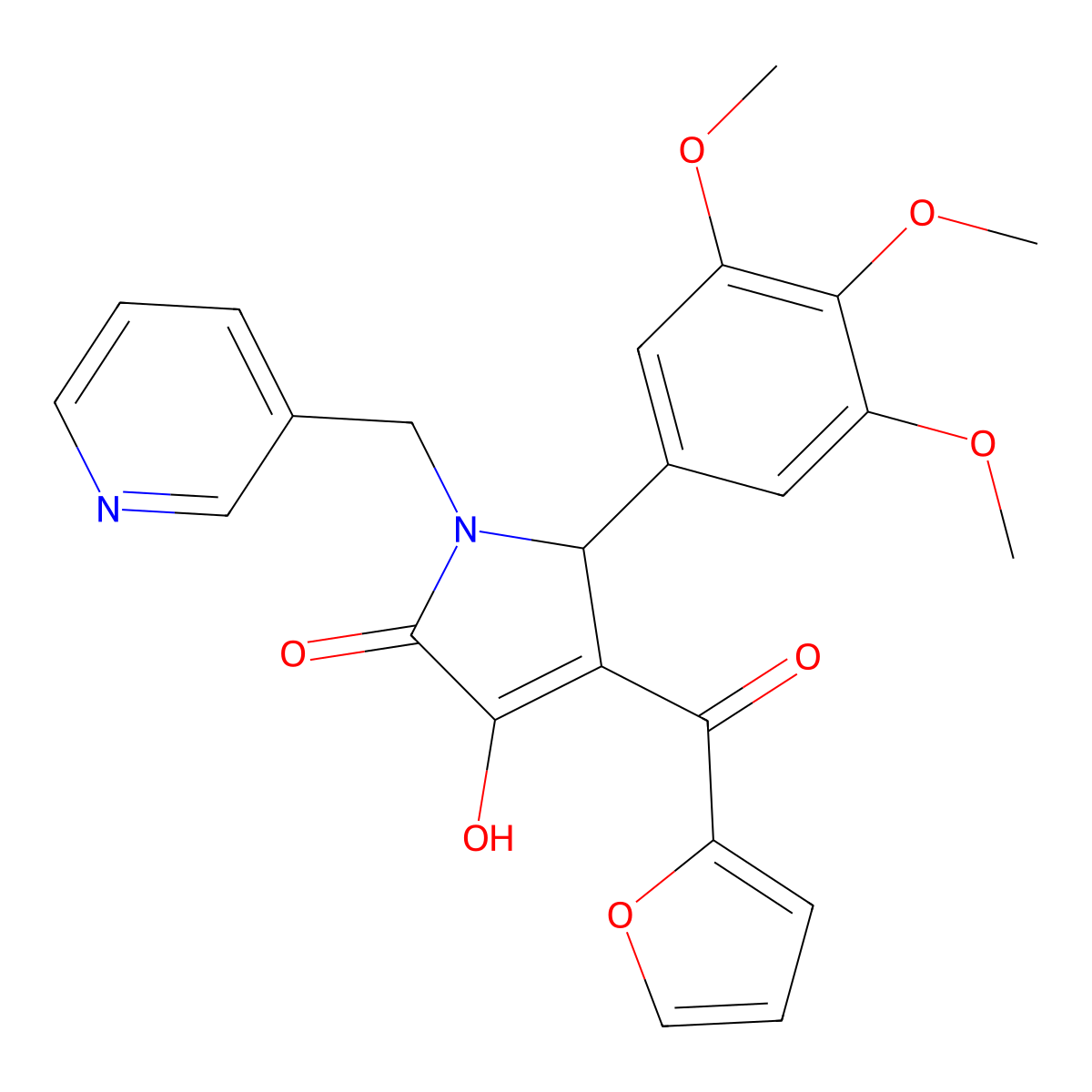 4-(2-Furylcarbonyl)-3-hydroxy-1-(3-pyridylmethyl)-5-(3,4,5-trimethoxyphenyl)-3-pyrrolin-2-one molecular structure, CAS 369400-85-1