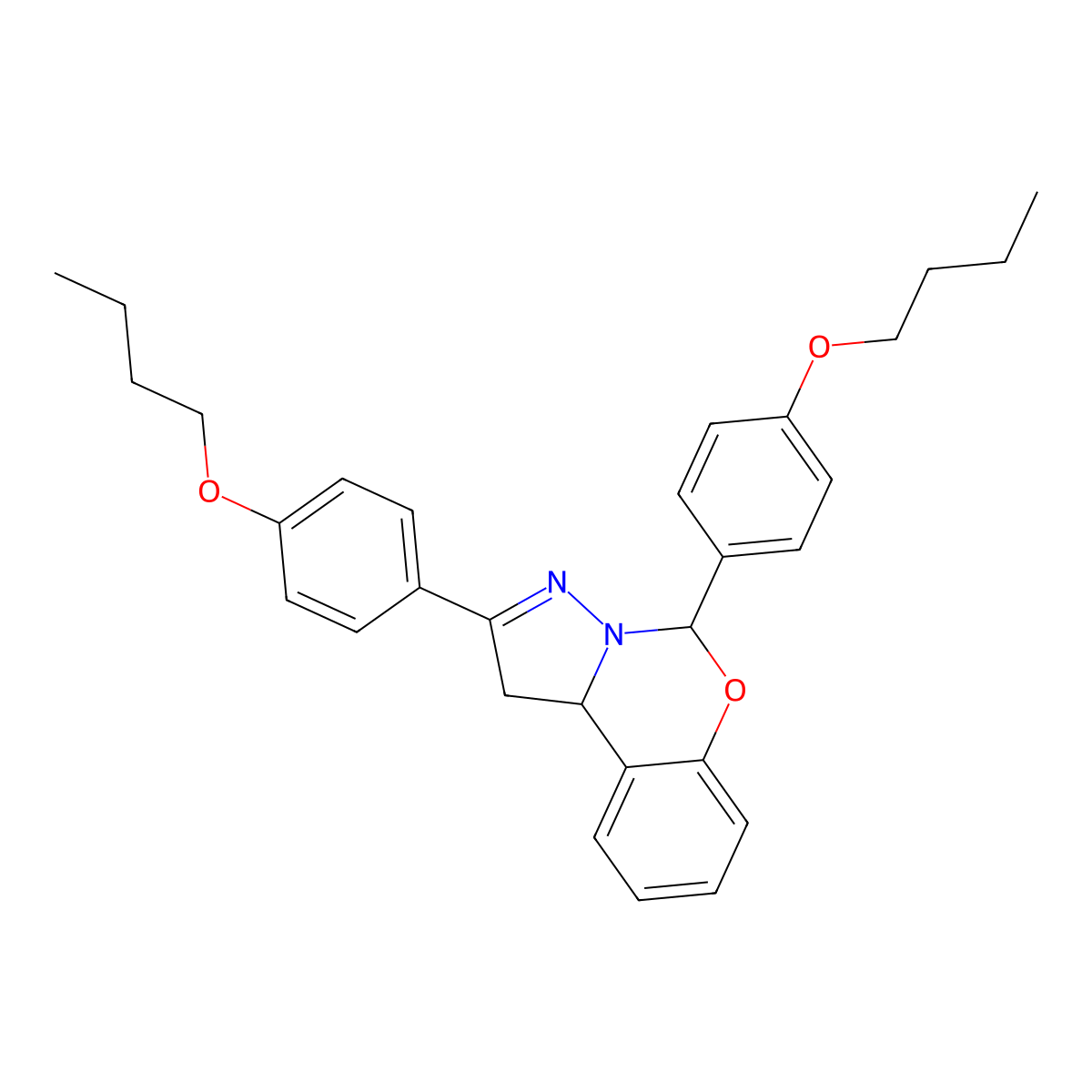 2,5-Bis(4-butoxyphenyl)-1,10b-dihydropyrazolo[1,5-c][1,3]benzoxazine molecular structure, CAS 369402-29-9