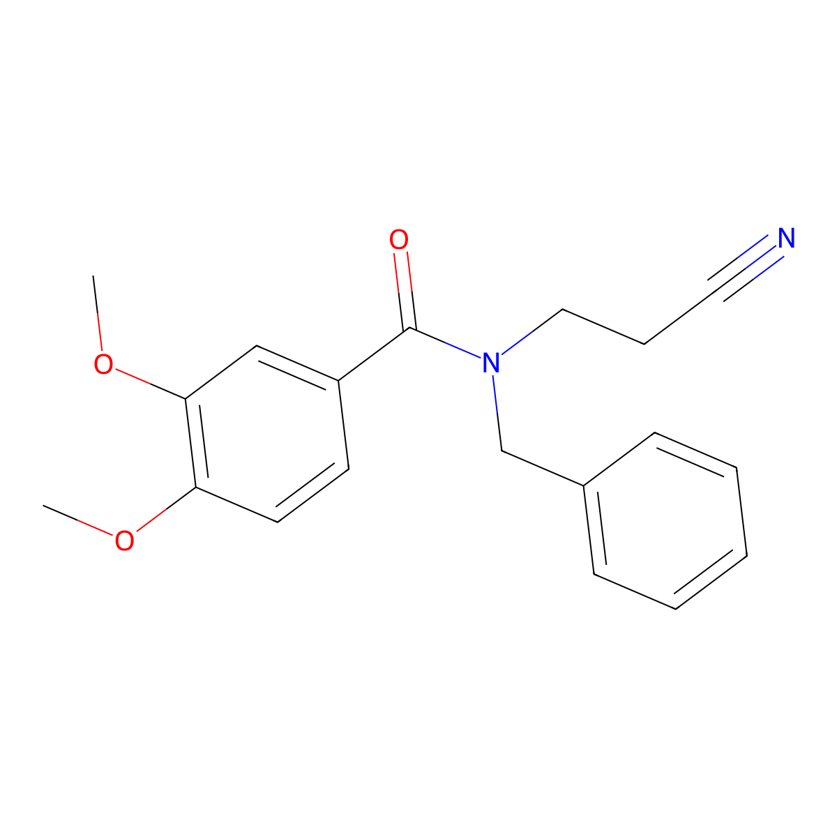 N-benzyl-N-(2-cyanoethyl)-3,4-dimethoxybenzamide molecular structure, CAS 369402-36-8