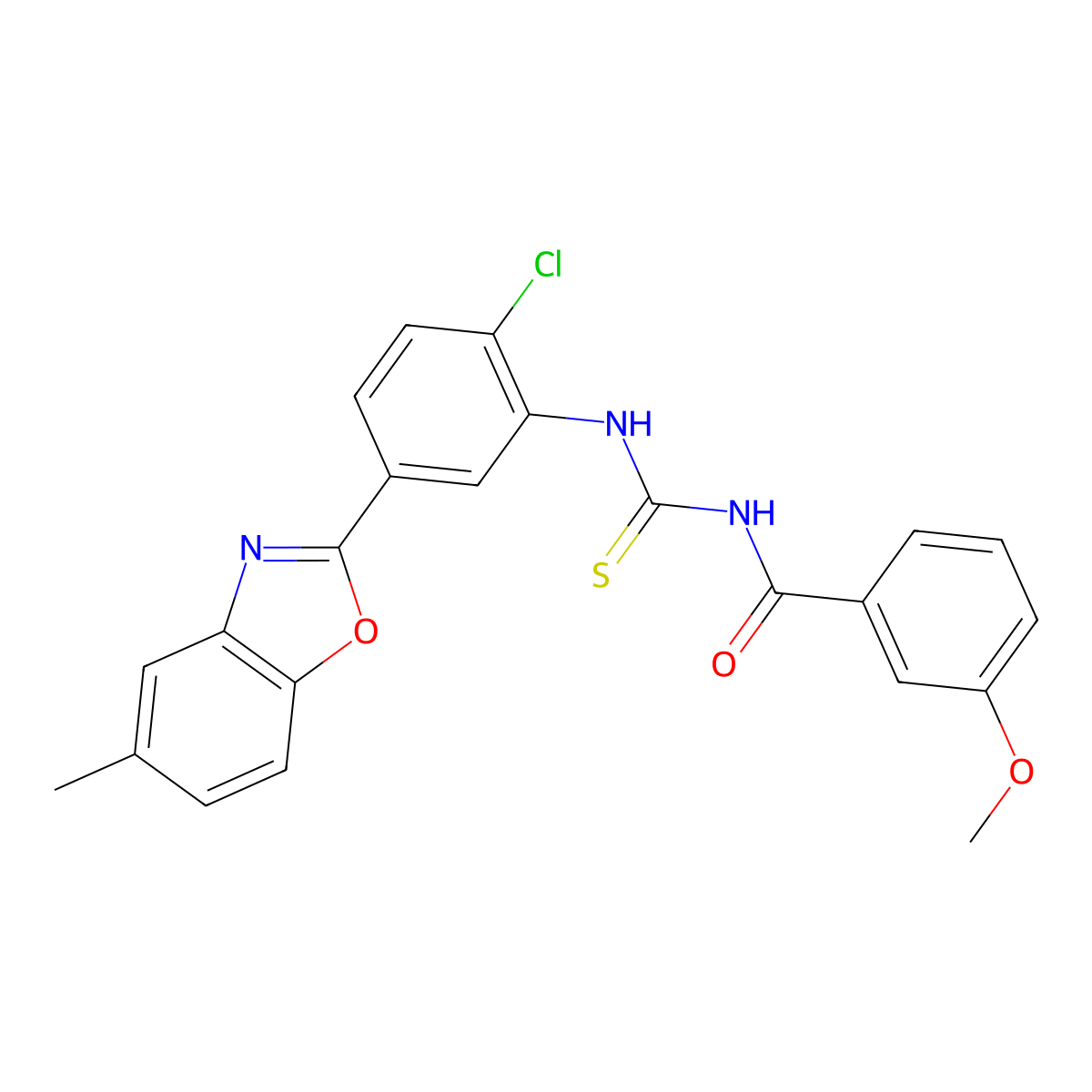 N-[[2-chloro-5-(5-methyl-1,3-benzoxazol-2-yl)phenyl]carbamothioyl]-3-methoxybenzamide molecular structure, CAS 369402-39-1