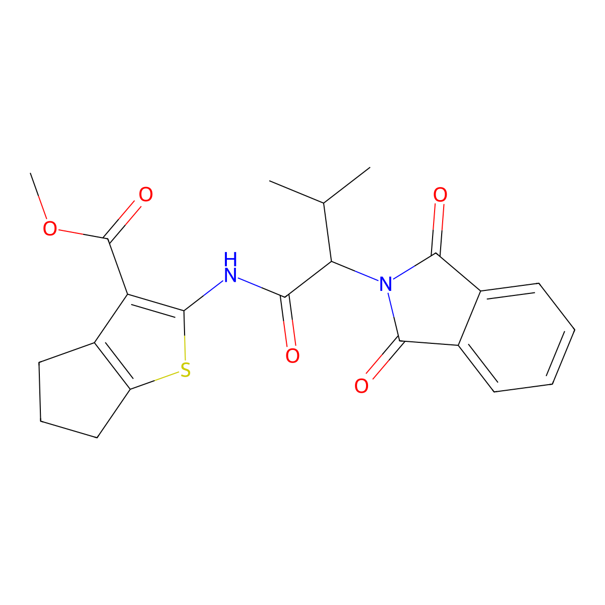 methyl 2-{[2-(1,3-dioxo-1,3-dihydro-2H-isoindol-2-yl)-3-methylbutanoyl]amino}-5,6-dihydro-4H-cyclopenta[b]thiophene-3-carboxylate molecular structure, CAS 369402-72-2