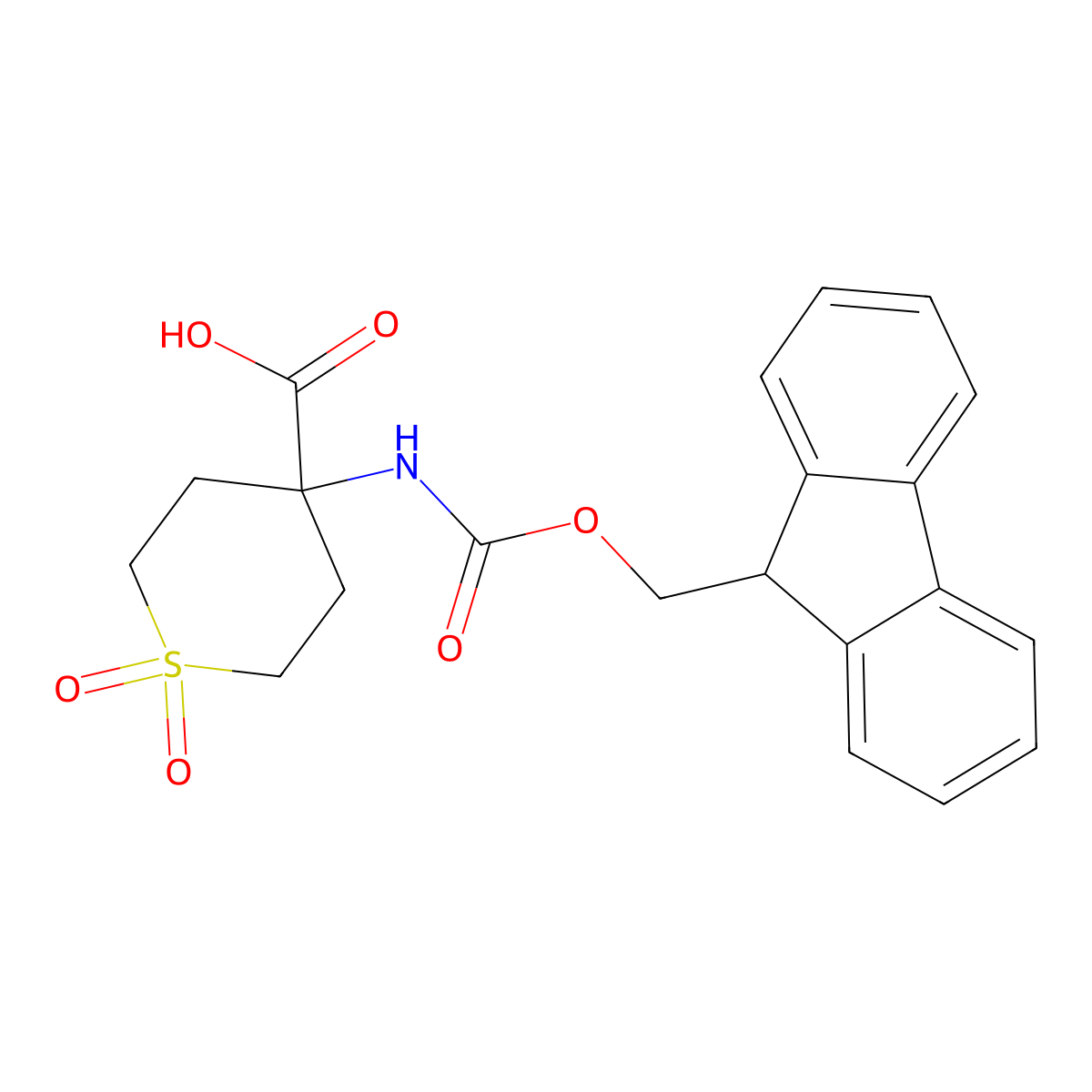 4-((((9H-Fluoren-9-yl)methoxy)carbonyl)amino)tetrahydro-2H-thiopyran-4-carboxylic acid 1,1-dioxide molecular structure, CAS 369402-96-0