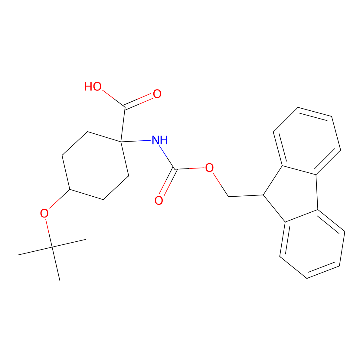 4-Tert-butoxy-1-(9H-fluoren-9-ylmethoxycarbonylamino)-cyclohexanecarboxylic acid molecular structure, CAS 369403-10-1