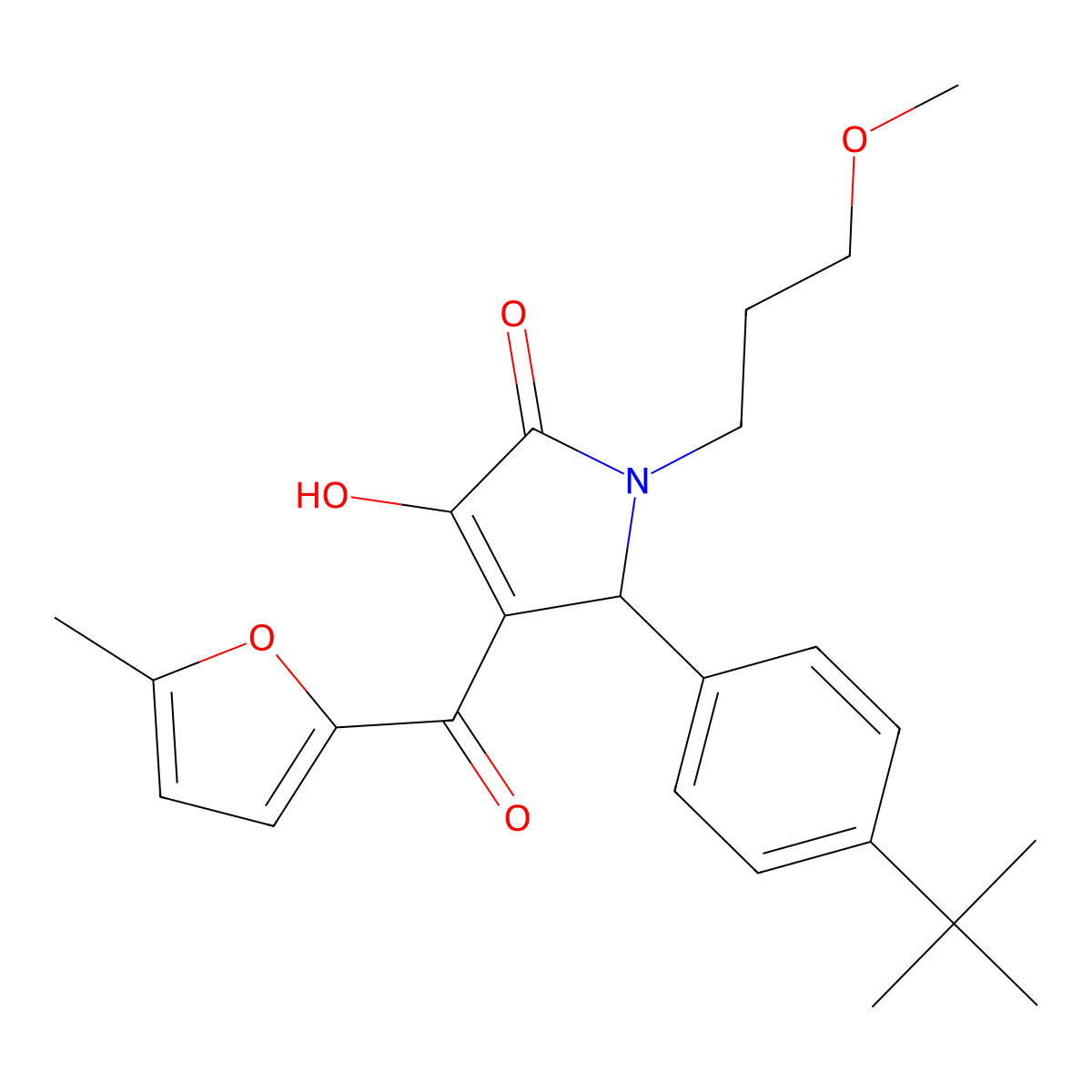 (4E)-5-(4-tert-butylphenyl)-4-[hydroxy(5-methylfuran-2-yl)methylidene]-1-(3-methoxypropyl)pyrrolidine-2,3-dione molecular structure, CAS 369403-25-8