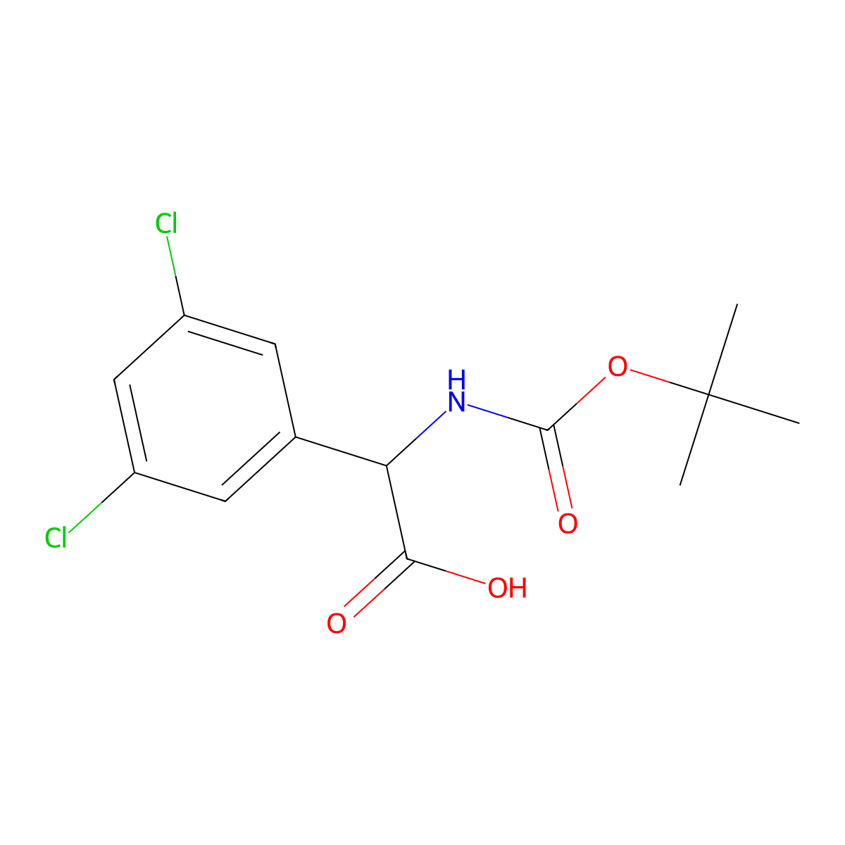 2-(((Tert-butoxy)carbonyl)amino)-2-(3,5-dichlorophenyl)acetic acid molecular structure, CAS 369403-30-5