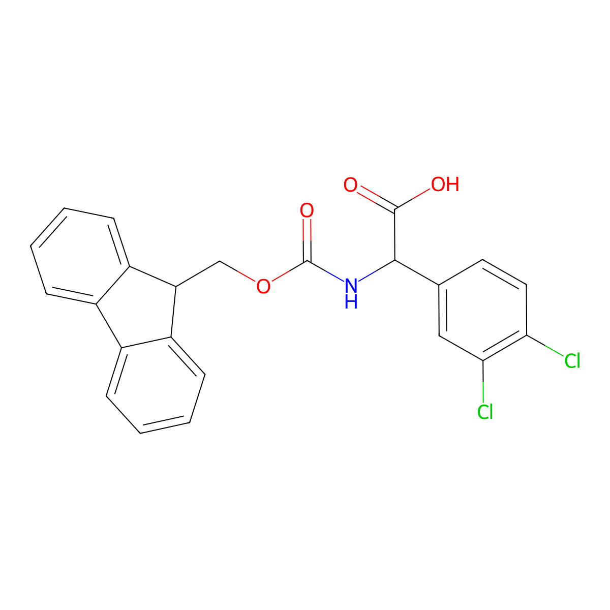 (3,4-Dichloro-phenyl)-[(9H-fluoren-9-ylmethoxycarbonylamino)]-acetic acid molecular structure, CAS 369403-36-1