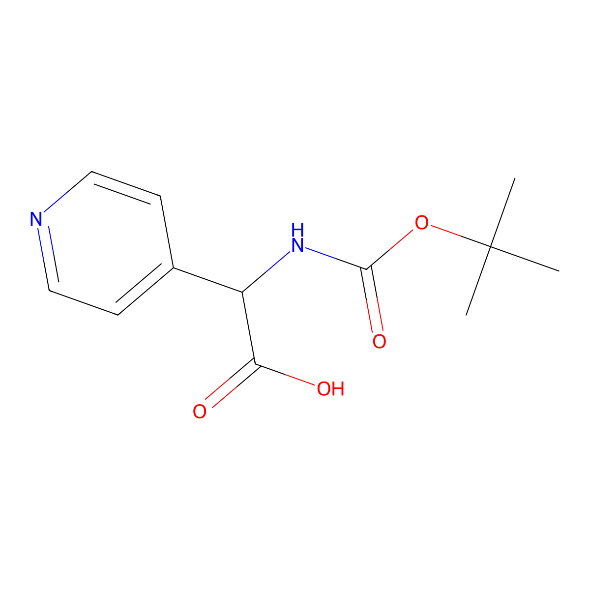 rac-alpha-N-Boc-Amino-4-pyridineaceic Acid molecular structure, CAS 369403-56-5