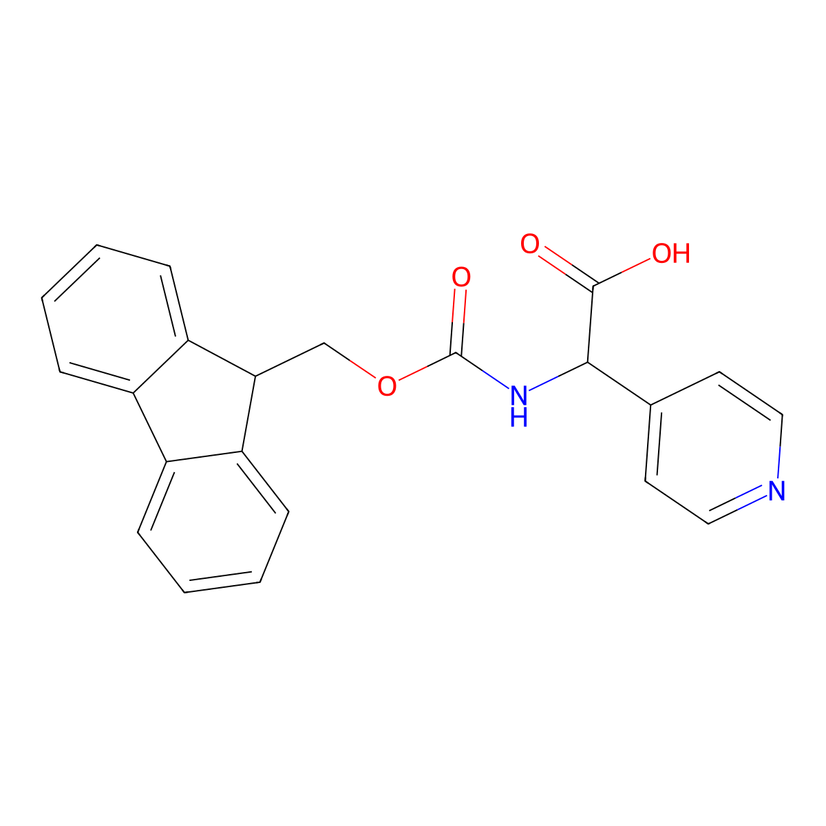 (R)-[(9H-Fluoren-9-ylmethoxycarbonylamino)]-pyridin-4-YL-acetic acid molecular structure, CAS 369403-58-7