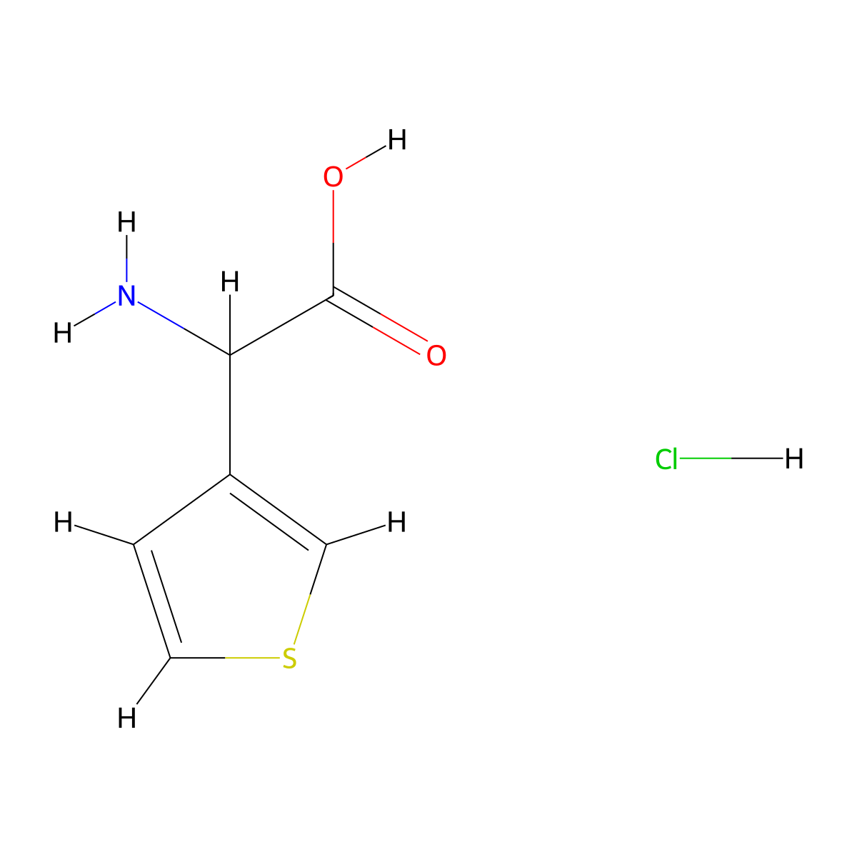 2-Amino-2-(thiophen-3-yl)acetic acid hydrochloride molecular structure, CAS 369403-64-5