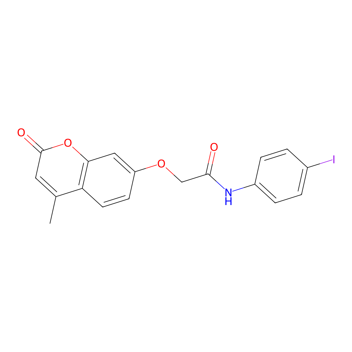 N-(4-iodophenyl)-2-(4-methyl-2-oxochromen-7-yl)oxyacetamide molecular structure, CAS 369403-95-2
