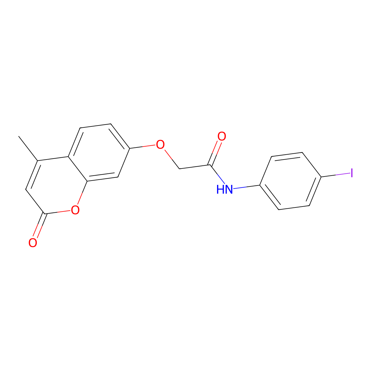 N-(4-iodophenyl)-2-(4-methyl-2-oxochromen-7-yl)oxyacetamide molecular structure, CAS 369403-95-2