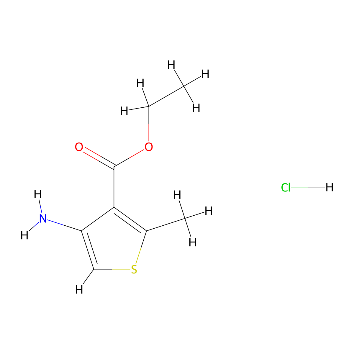 Ethyl 4-amino-2-methylthiophene-3-carboxylate hydrochloride molecular structure, CAS 36942-93-5