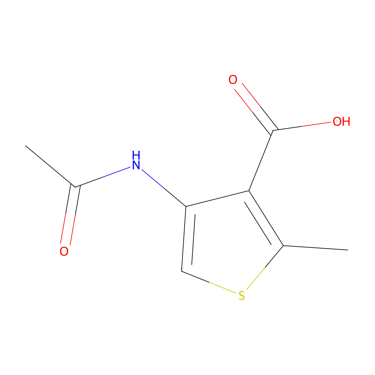 4-Acetamido-2-methylthiophene-3-carboxylic acid molecular structure, CAS 36945-24-1