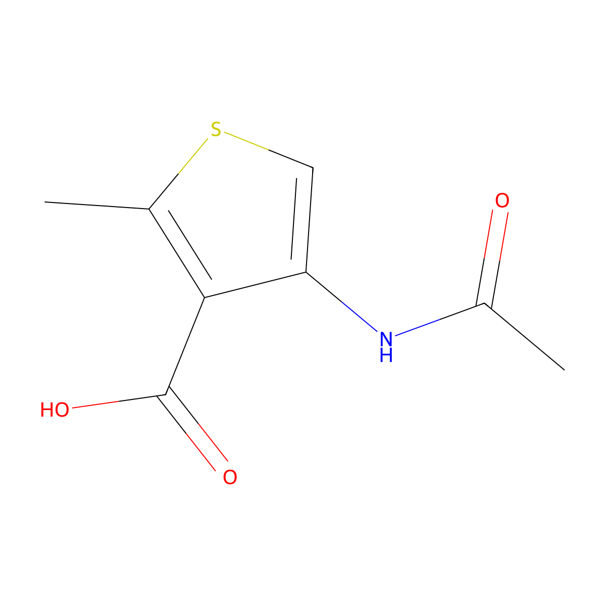 4-Acetamido-2-methylthiophene-3-carboxylic acid molecular structure, CAS 36945-24-1