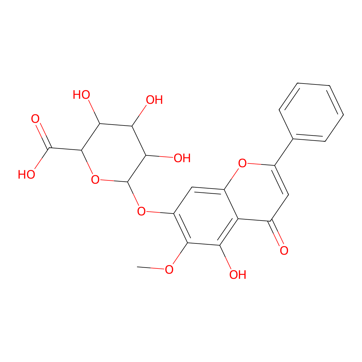 Oroxylin A glucoronide molecular structure, CAS 36948-76-2