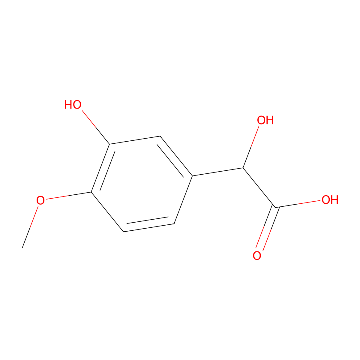 2-Hydroxy-2-(3-hydroxy-4-methoxyphenyl)acetic acid molecular structure, CAS 3695-24-7
