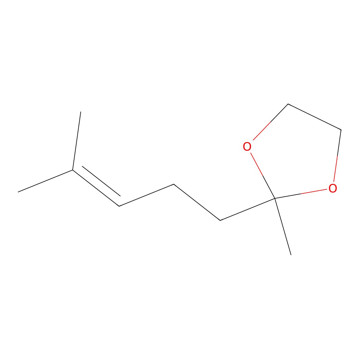 2-Methyl-2-(4-methylpent-3-enyl)-1,3-dioxolane molecular structure, CAS 3695-38-3