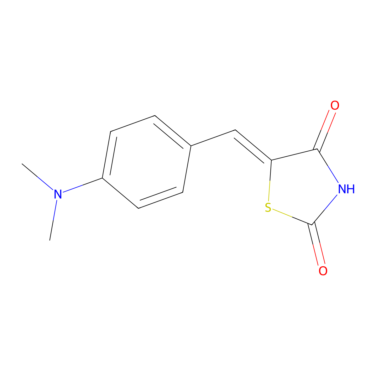 2,4-Thiazolidinedione, 5-[[4-(dimethylamino)phenyl]methylene]- molecular structure, CAS 3695-48-5