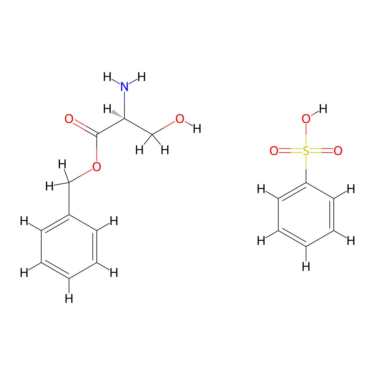 L-Serine benzyl ester benzenesulfonate (salt) molecular structure, CAS 3695-68-9
