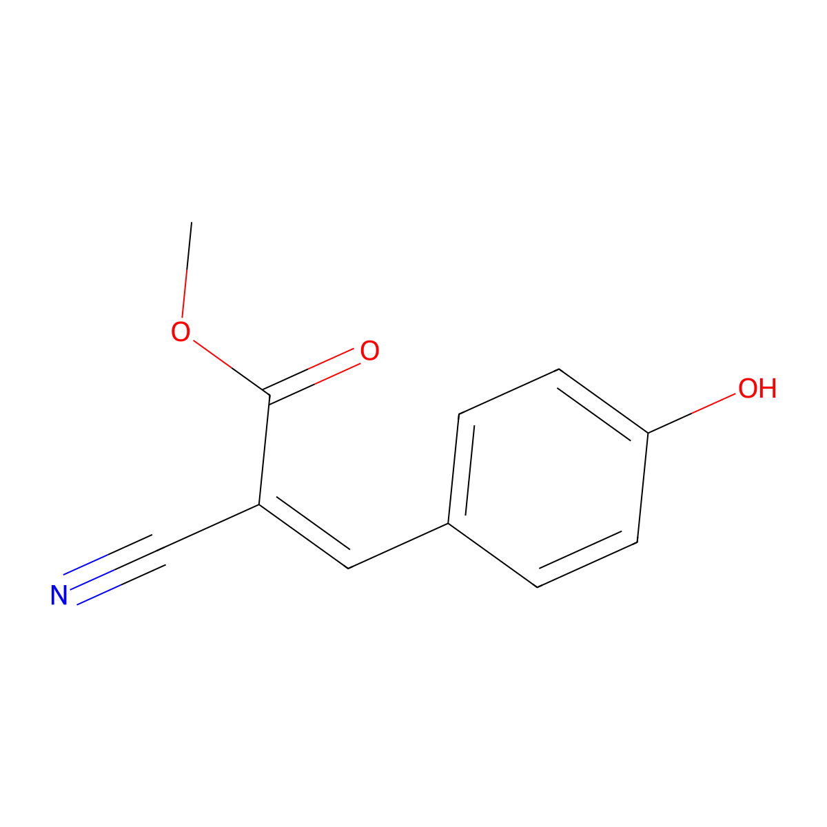 2-Propenoic acid, 2-cyano-3-(4-hydroxyphenyl)-, methyl ester molecular structure, CAS 3695-85-0