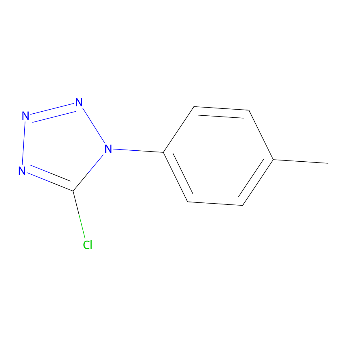 5-chloro-1-(4-methylphenyl)-1H-1,2,3,4-tetrazole molecular structure, CAS 36951-51-6