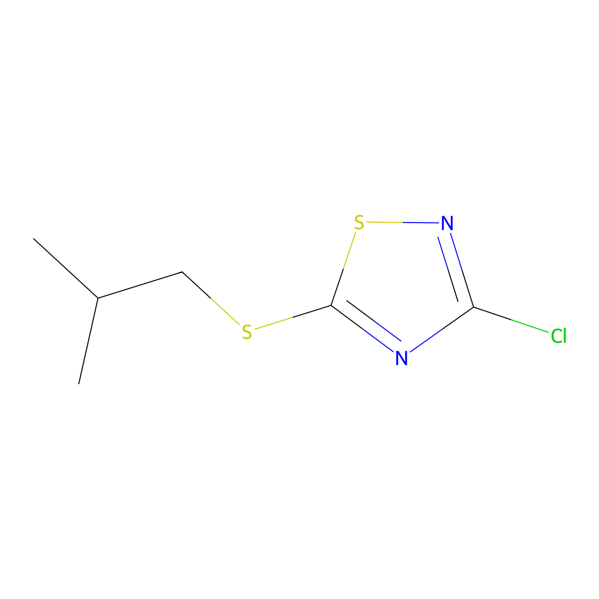3-Chloro-5-(isobutylthio)-1,2,4-thiadiazole molecular structure, CAS 36955-41-6