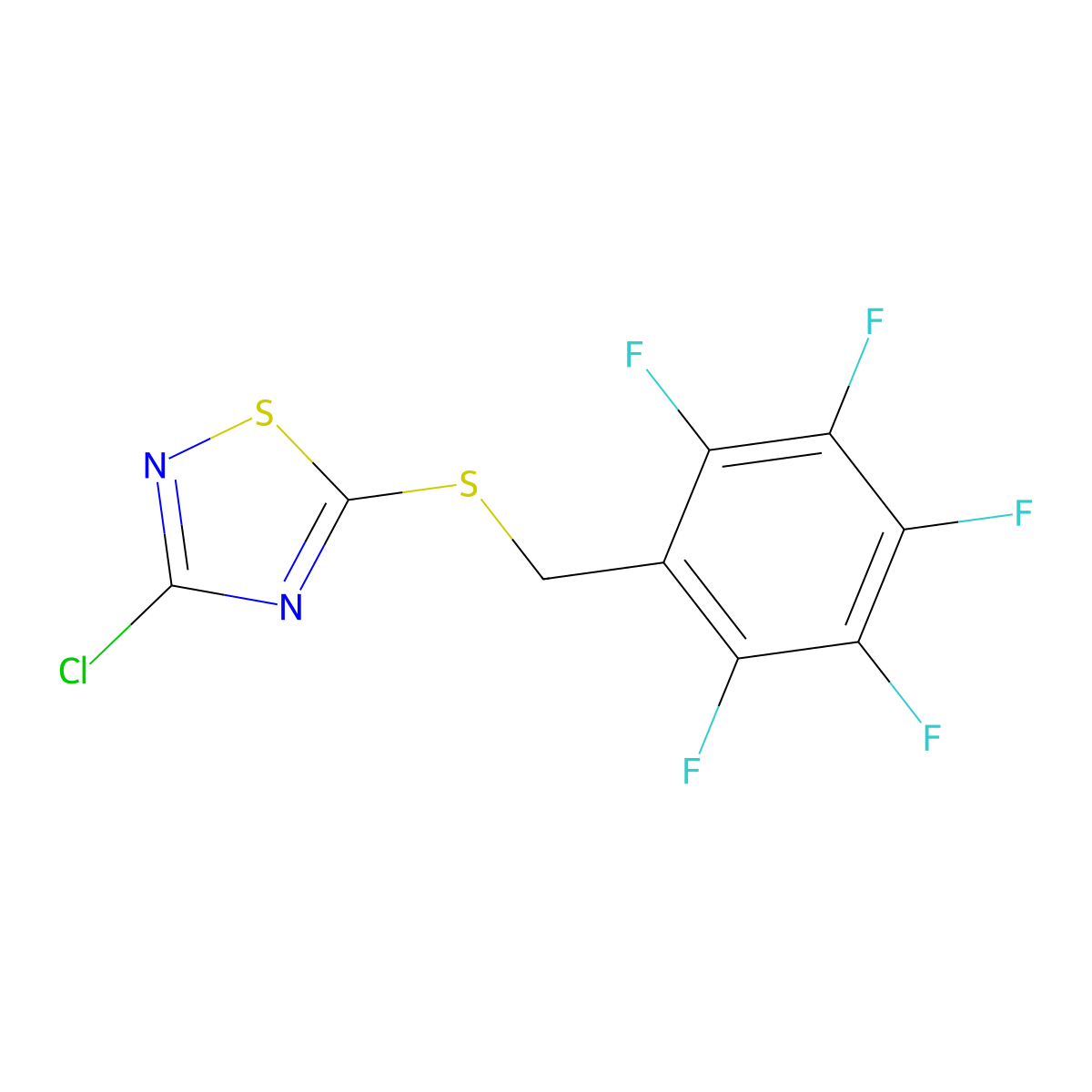 3-Chloro-5-{[(pentafluorophenyl)methyl]sulfanyl}-1,2,4-thiadiazole molecular structure, CAS 36955-45-0