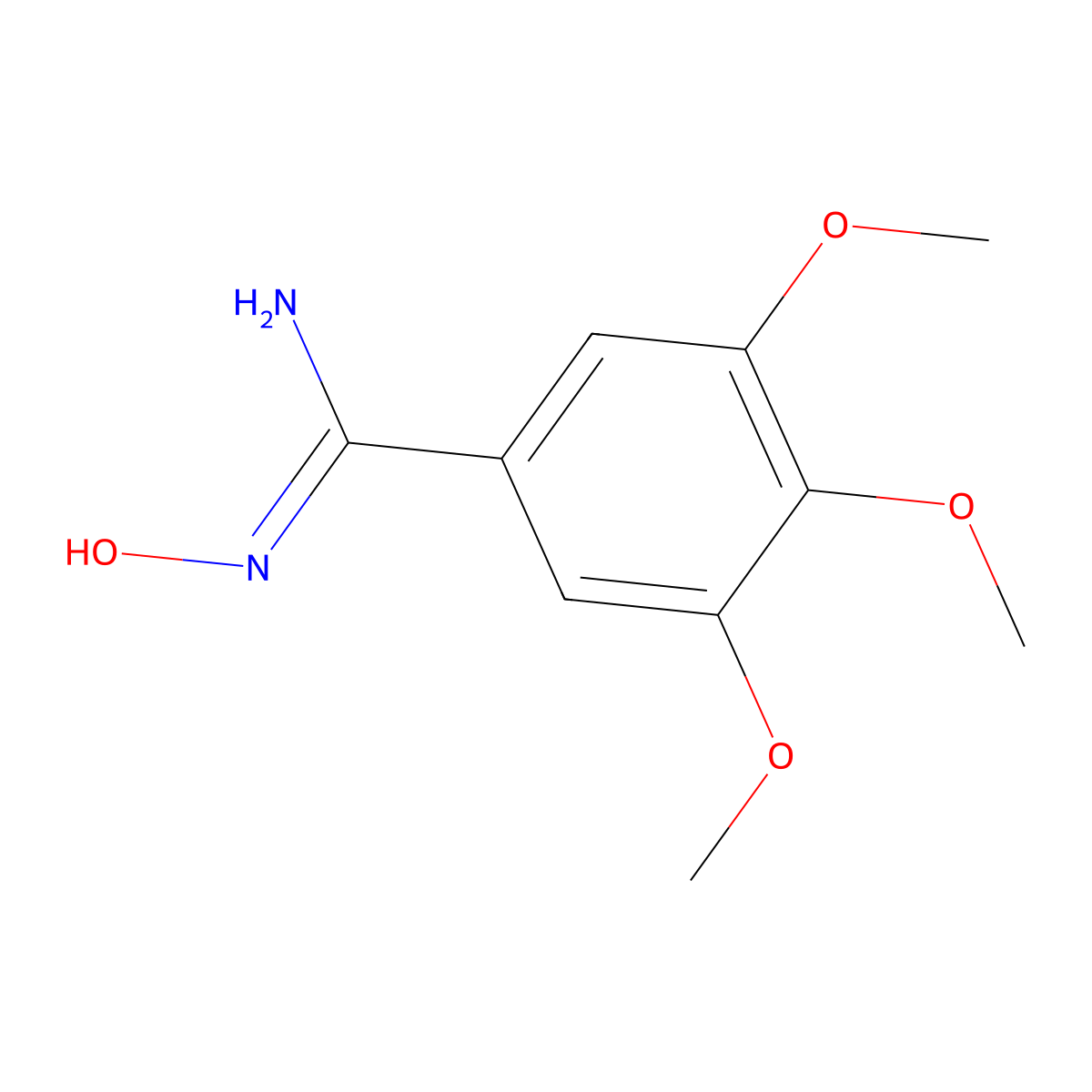 N'-hydroxy-3,4,5-trimethoxybenzenecarboximidamide molecular structure, CAS 36957-30-9