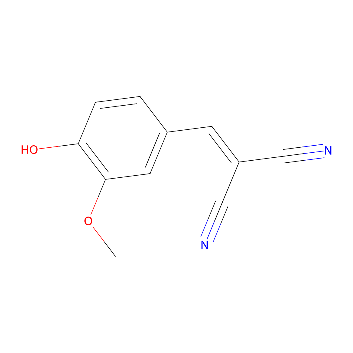 4-Hydroxy-3-methoxybenzylidenemalononitrile molecular structure, CAS 3696-12-6